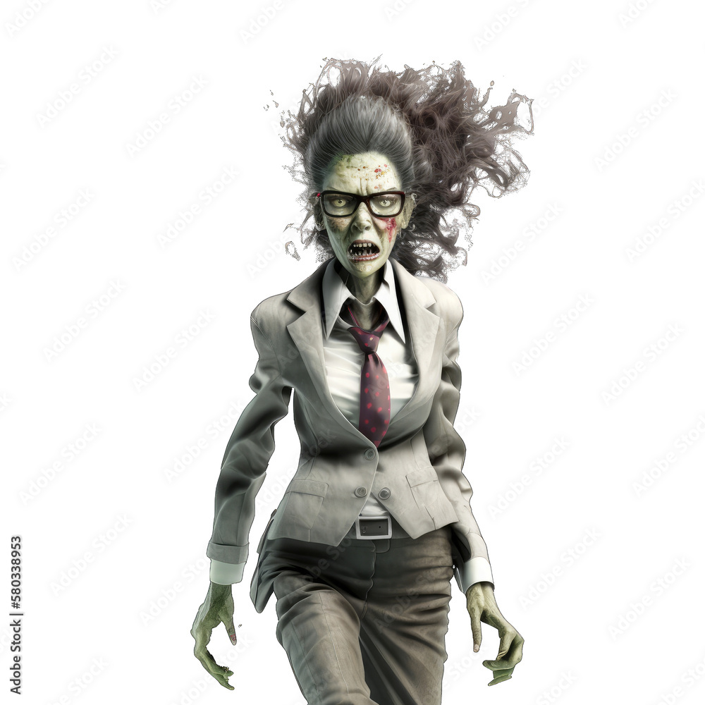 3D zombie business women created with generative AI 3D zombie business women created with generative AI