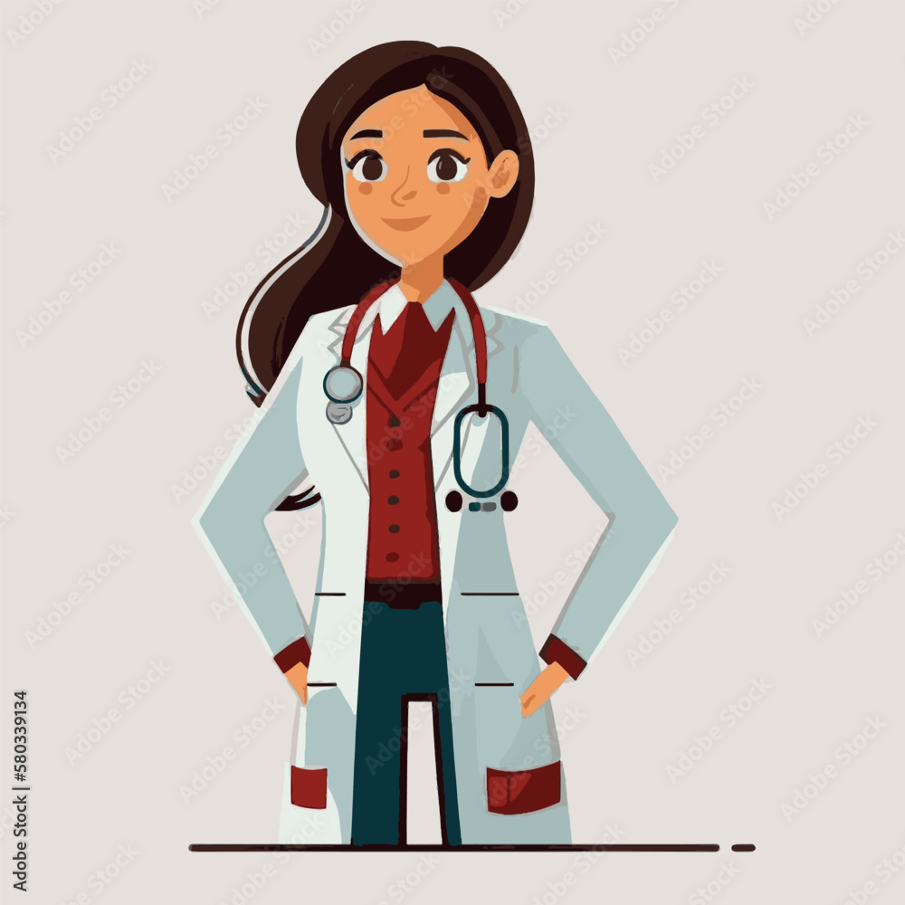 Doctor woman vector character. Vector doctor figurine. Nurse.