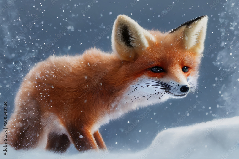 Fototapeta premium red fox in snow