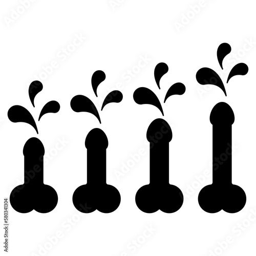 Set of Man anatomy organ, penis pictogram icon, masculine genital web graphic vector illustration