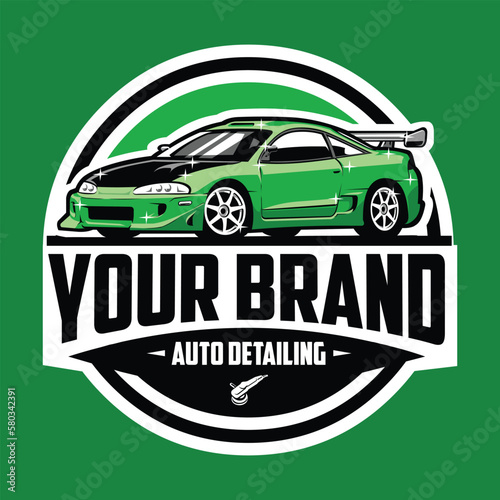 Premium Auto Detailing Logo. Car Wash Emblem Logo Vector Art Design. Best For Auto Detailing Related Industry