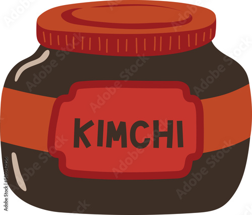 Doodle Kimchi Korean Seasoning Bottle Illustration