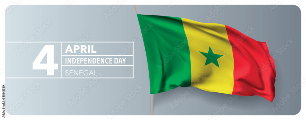 Senegal happy independence day greeting card, banner vector illustration