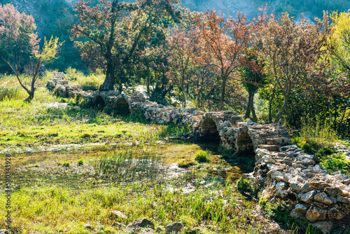 Historical Kuda's bridge on Krupa river in Croatia photo