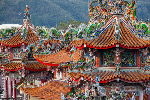Chinese style temple in detail