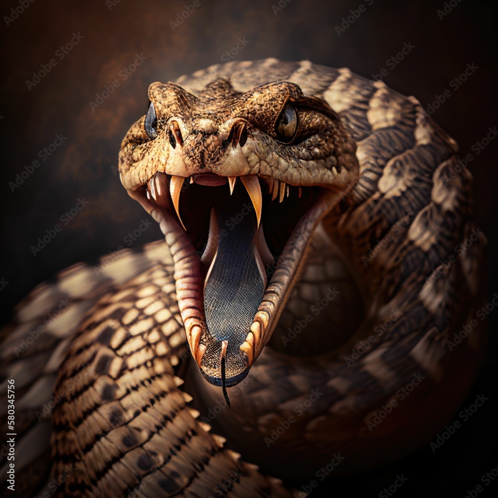 Dangerous Rattlesnake with Wide Open Jaws A Terrifying Display of