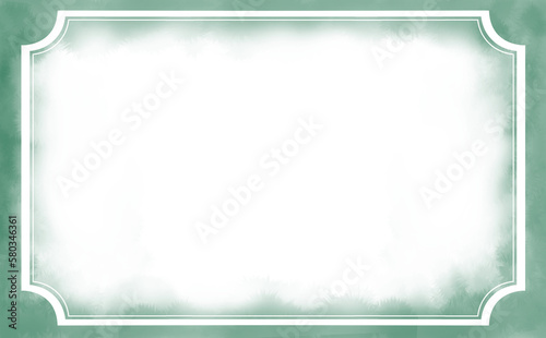 縦横OK 角丸フレーム・ふんわり水彩画テクスチャ 深緑 イラスト素材 色違い・差分有