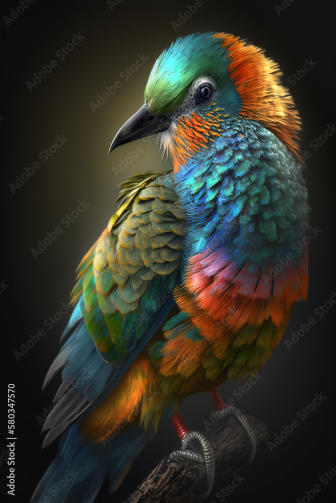 Obraz premium Beautiful exotic bird - generated by generative AI