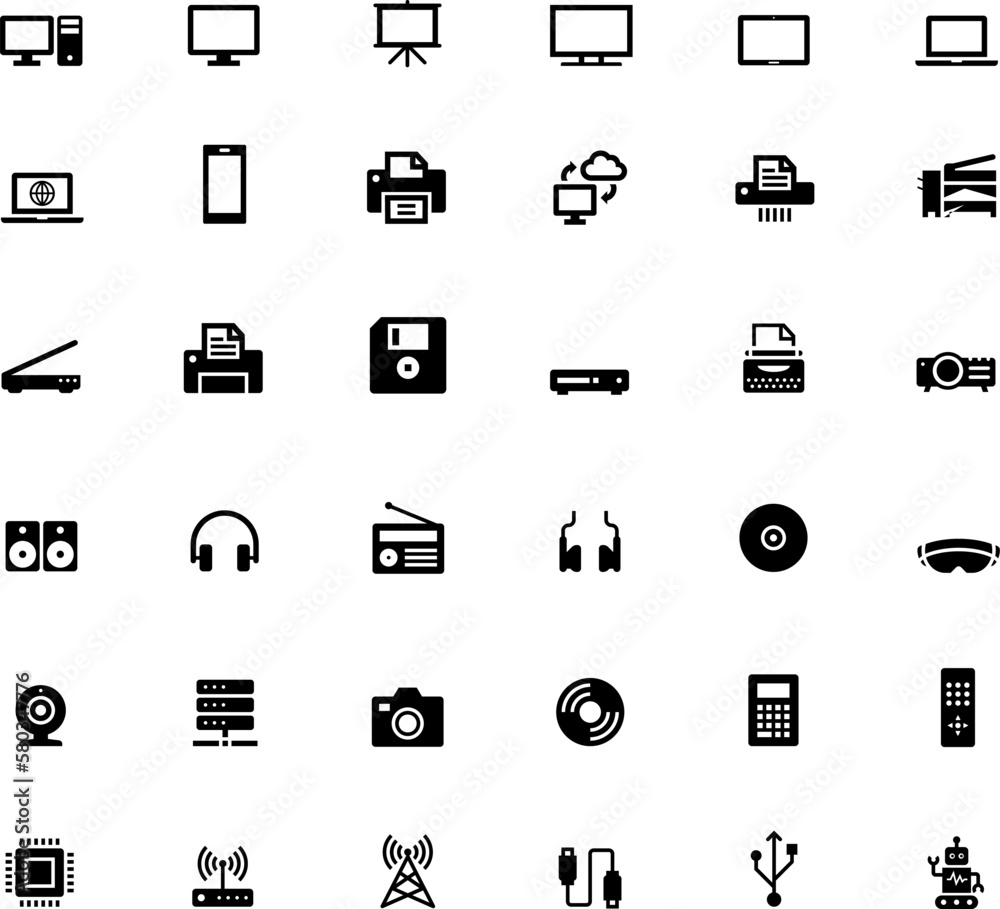 Collection of icons, technology and electronics Collection of icons, technology and electronics