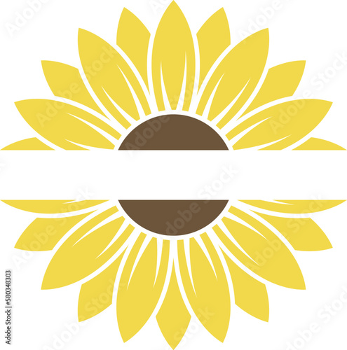 Sunflower monogram isolated on white background