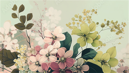 A floral background, wallpaper style, pastel colors
