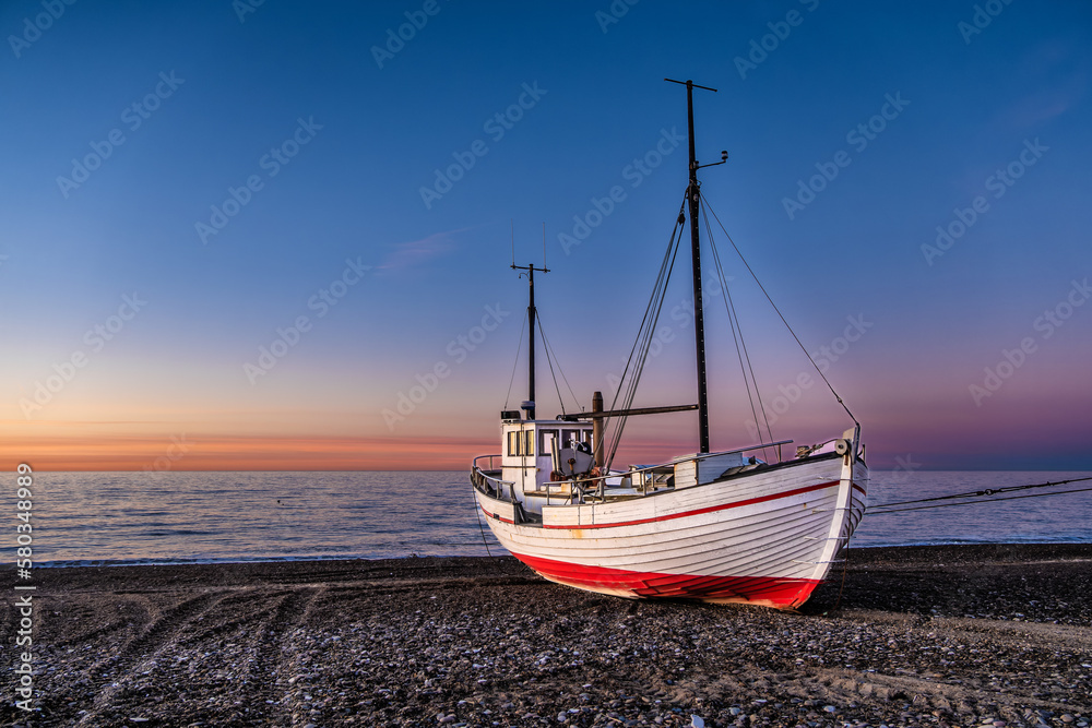 Fototapeta premium Fishing village Lild in rural Denmark cutters ships boats