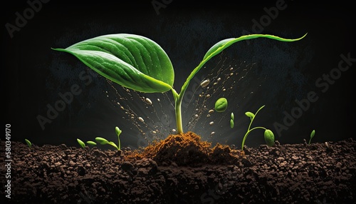 New Life Taking Root: The Growth of a Corn Plant in Fertile Soil with Nitrogen, Boron, Phosphor, and Calcium. Generative AI