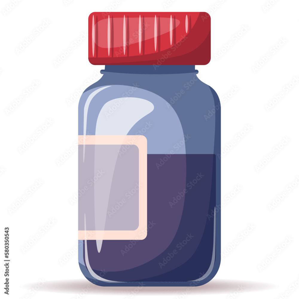 Jar of syrup. Medicine, pharmacy and healthcare concept. Isolated vector illustration for flyer, poster, banner. Jar of syrup. Medicine, pharmacy and healthcare concept. Isolated vector illustration for flyer, poster, banner.