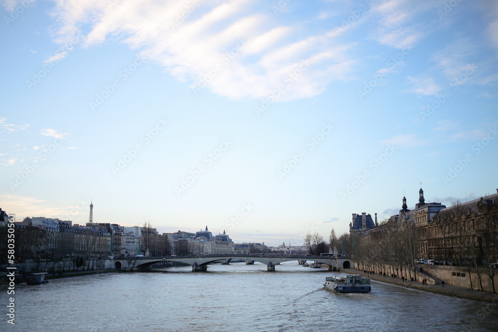 Seine river flowing through Paris