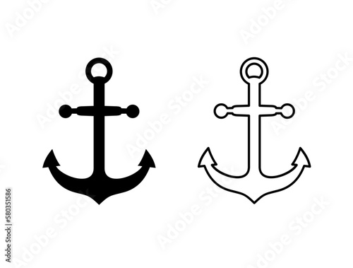 Anchor vector icon. Nautical signs. vector illustration