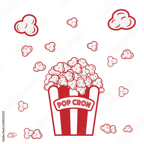 Red icon Popcorn. flat design food and Snack cartoon concept. vector ,illustration