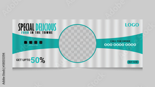 Food Professional Facebook cover banner template design, Set of modern flat restaurant business Facebook Banner, Cover banner design template for restaurant, Delicious Food design