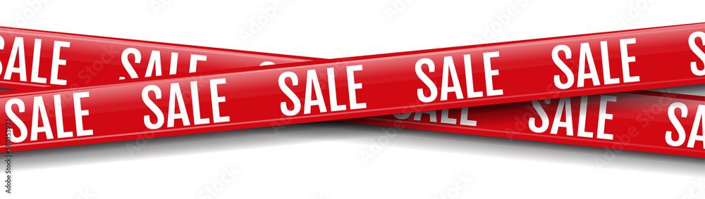 Red Promotional Sale Ribbon White Background Red Promotional Sale Ribbon White Background