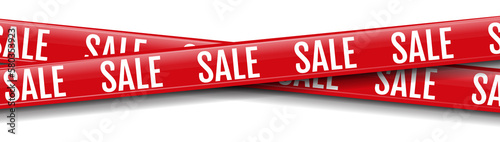 Red Promotional Sale Ribbon White Background