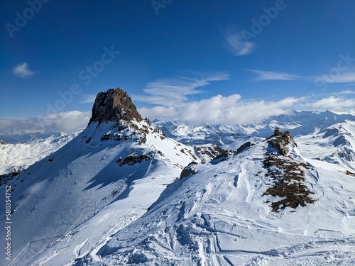 Ski mountaineering in an unbelievably beautiful mountain world. Swiss Alps. Ski touring in winter. Spitzmeilen Glarus. High quality photo photo