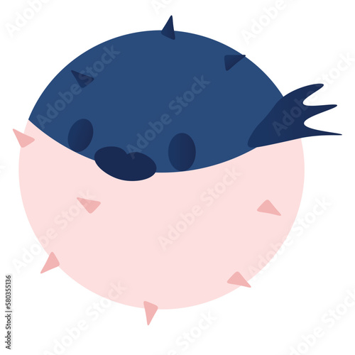 puffer fish flat hand drawn