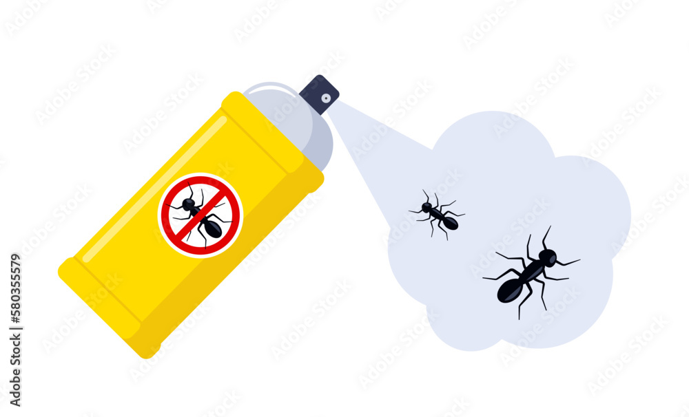 Spraying insecticide on ant. Pest control. Aerosol for bug bite ...