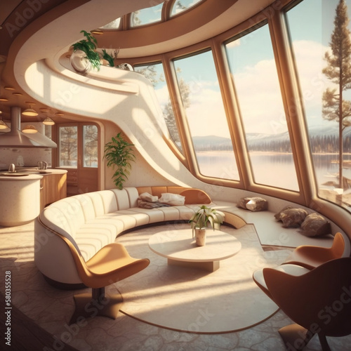 3-D model of a futuristic arcitecture home photo