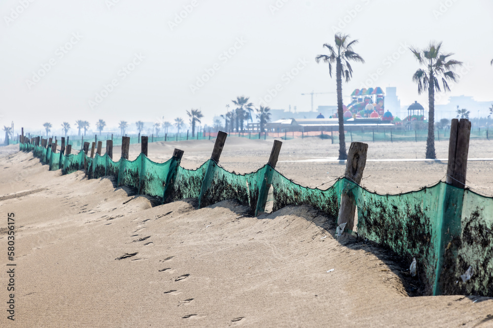Beach Sottomarina of the city of Chioggia in the Lagoon of Venice, Italy