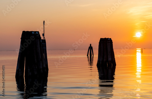 Obraz na płótnie Sunset in Venice Lagoon, Italy w salonie