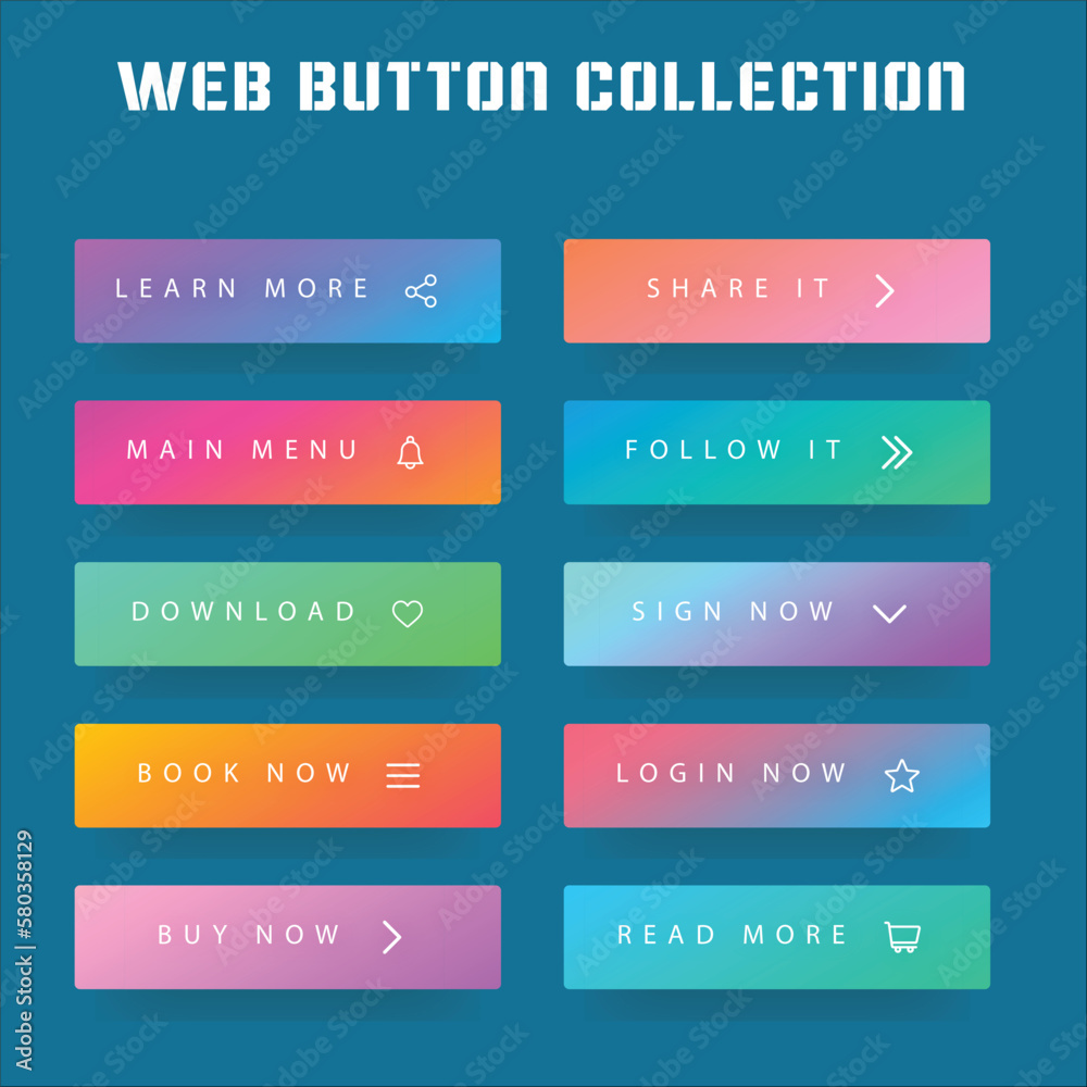 Gradient call to action button set Gradient call to action button set