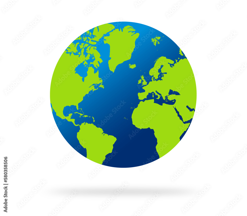 Earth globe with green and blue color vector illustration. world globe.  World map in globe shape. Earth globes Flat style. vector de Stock | Adobe  Stock
