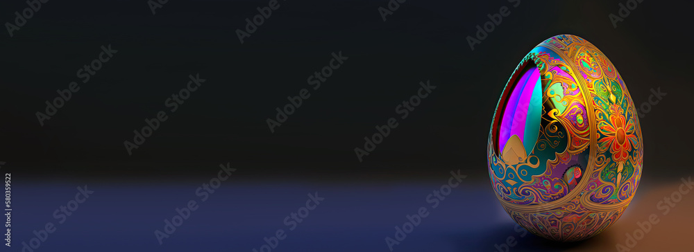 Floral Egg Against Dark Background Floral Egg Against Dark Background