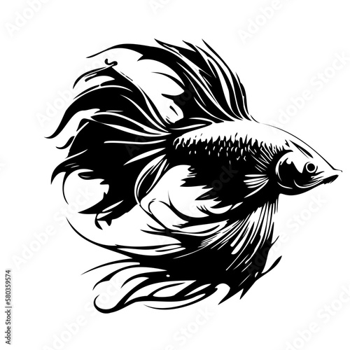 Betta fish vector illustration, fighting fish logo design