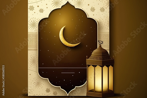 Wishing Card for Ramadan Eid Generative AI photo