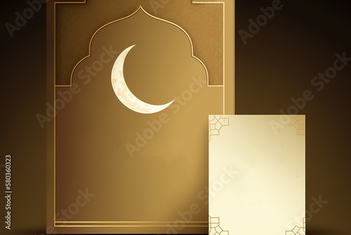 Wishing Card for Ramadan Eid Generative AI photo