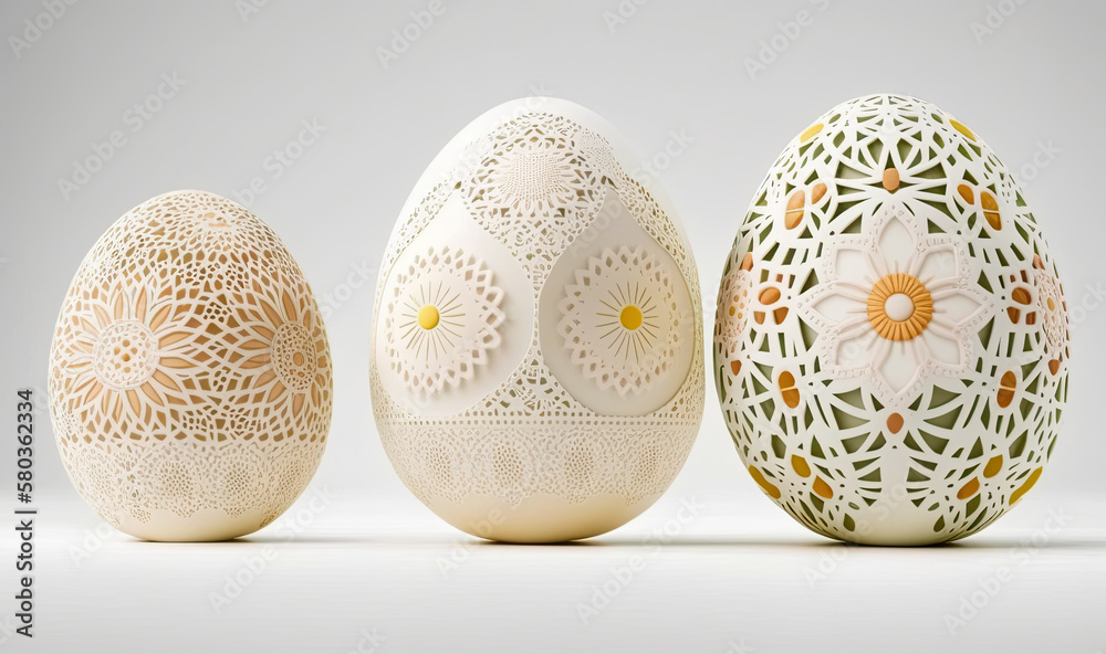 Boho Easter Eggs and Spring Flowers Decoration Crochet Egg Statue Generative AI Boho Easter Eggs and Spring Flowers Decoration Crochet Egg Statue Generative AI