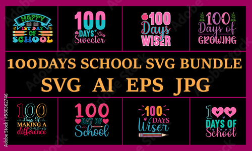 100 Days School Svg Cut File Bundle