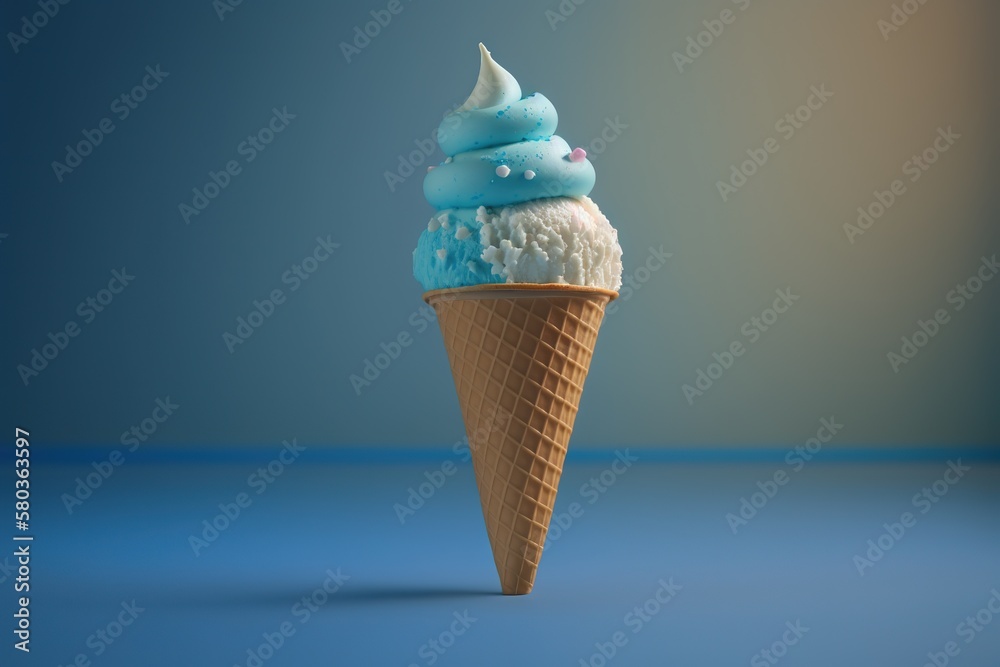 Ice cream in a cone. Generative AI. Ice cream in a cone. Generative AI.