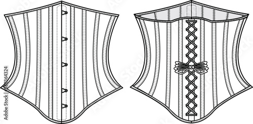 WOMEN CORSET VECTOR FLAT DRAWING. 