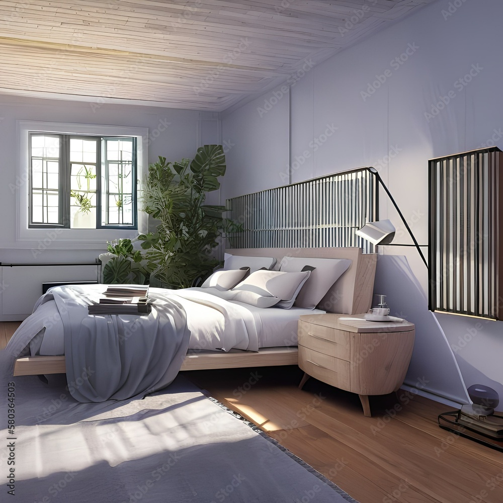 Obraz premium 2 A bright and airy bedroom with plenty of natural light1, Generative AI