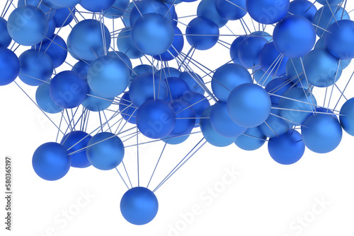 Structure with blue spheres, 3d render
