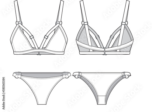 WOMEN BIKINI VECTOR FLAT DRAWING. 
