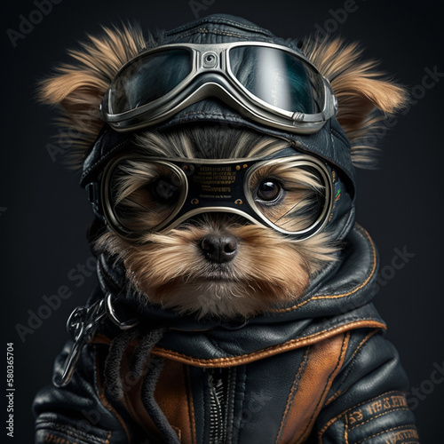 baby dog ​​biker outfit photo