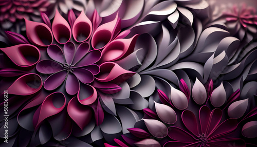 Magenta flowers pattern  Generative Ai