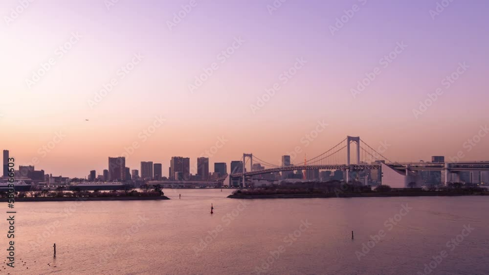 東京・お台場の夕景〜夜景タイムラプス・ズームアウト / Timelapse of Odaiba, Tokyo. From evening to night. Zoom out. 東京・お台場の夕景〜夜景タイムラプス・ズームアウト / Timelapse of Odaiba, Tokyo. From evening to night. Zoom out.