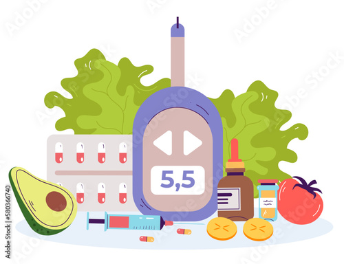 Sugar blood insulin test infographic concept. Vector graphic design illustration element