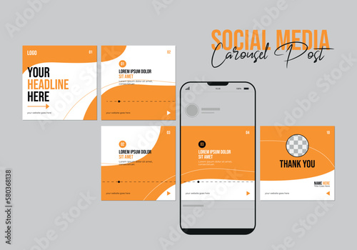 Carousel post template. Instagram microblog carousel post. Editable social media carousel post for business.	