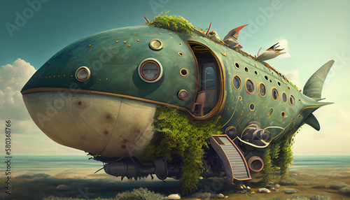 Wallpaper Mural Space ship created with Generative AI technology Torontodigital.ca