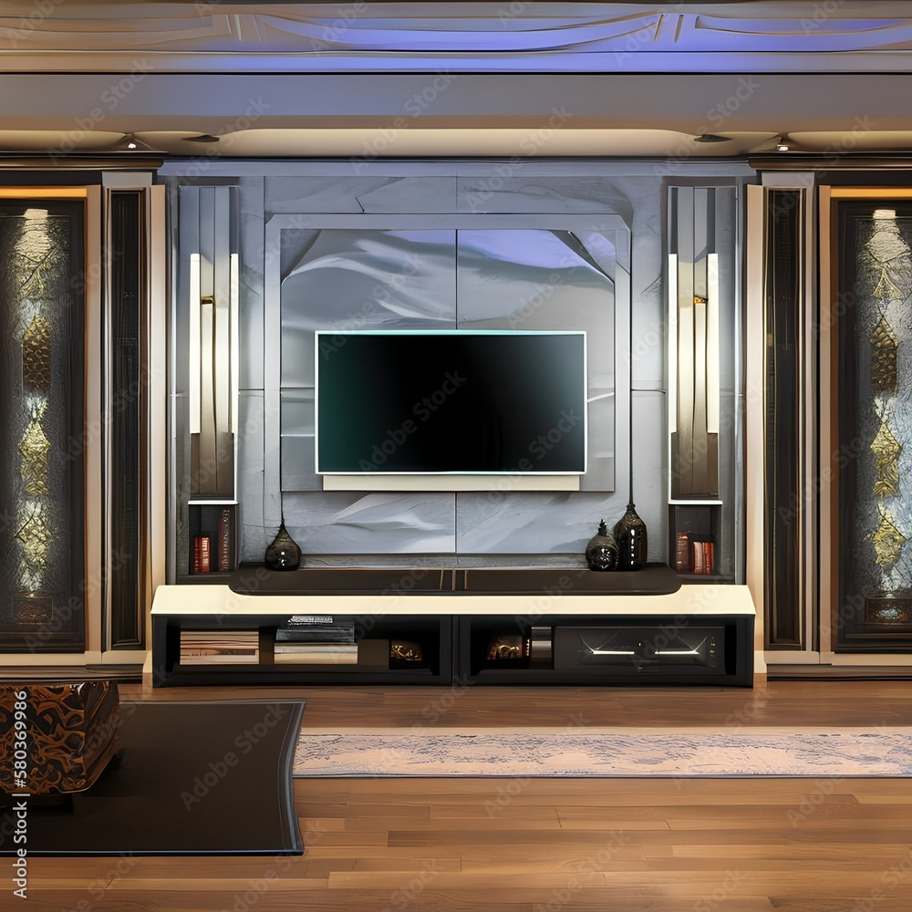 Fototapeta premium A sleek entertainment center 2_SwinIRGenerative AI